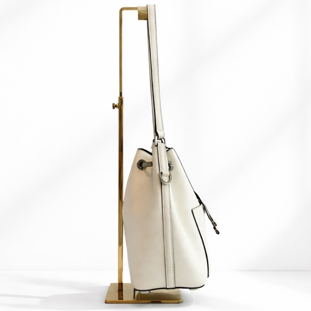 Michael Kors • Greenwich Medium Saffiano Leather Bucket Bag in White - Picture 7 of 17